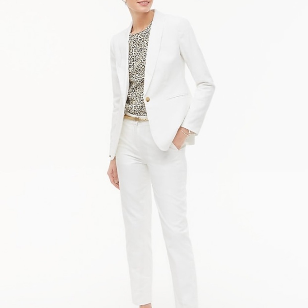 J crew linen cotton holland blazer classic white